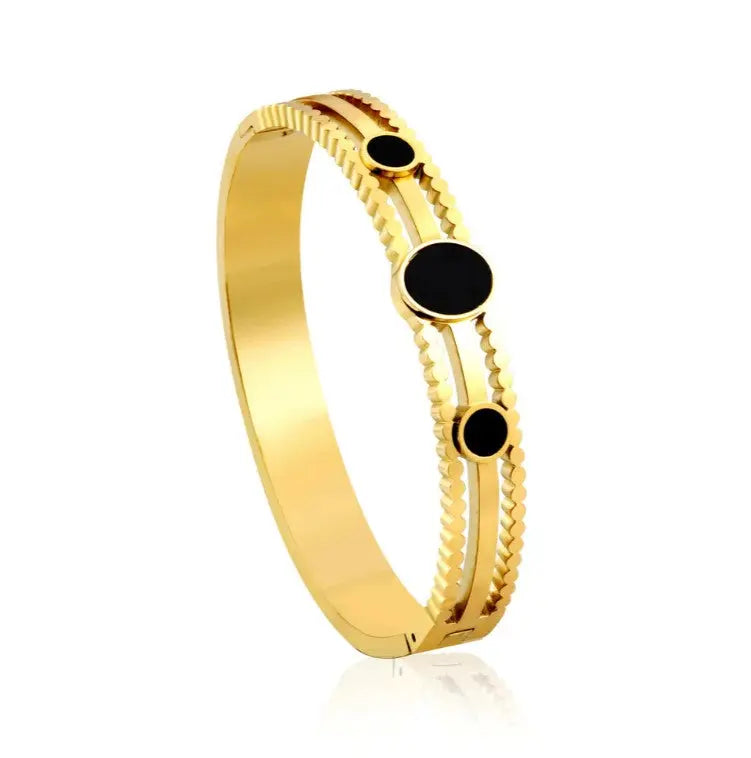 Chunky Bracelet with Triple Black Oil-Drip Circles - Sonex Shop | Quality Products