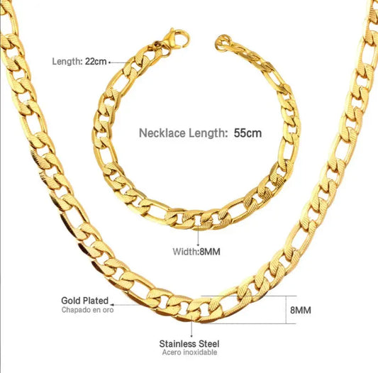 8MM Stainless Steel Cuban Chain Necklace and Bracelet Set - Sonex Shop | Quality Products