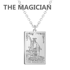 Dawapara Tarot Cards Necklace for Women - Stainless Steel Wealth Amulet