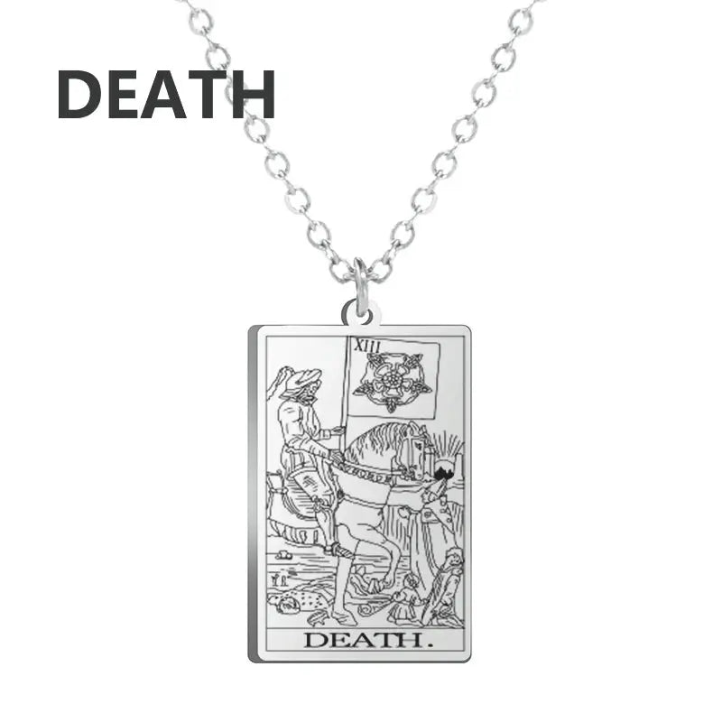 Dawapara Tarot Cards Necklace for Women - Stainless Steel Wealth Amulet