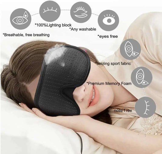 3D Sleep Eye Mask - Soft Padded Blindfold, Light Blockout, Comfortable Fabric Shade