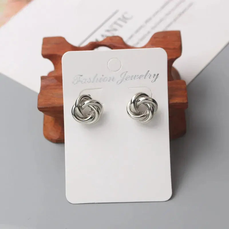 Tiny Metal Stud Earrings for Women – Gold Color Twist Round Design - Sonex Shop | Quality Products