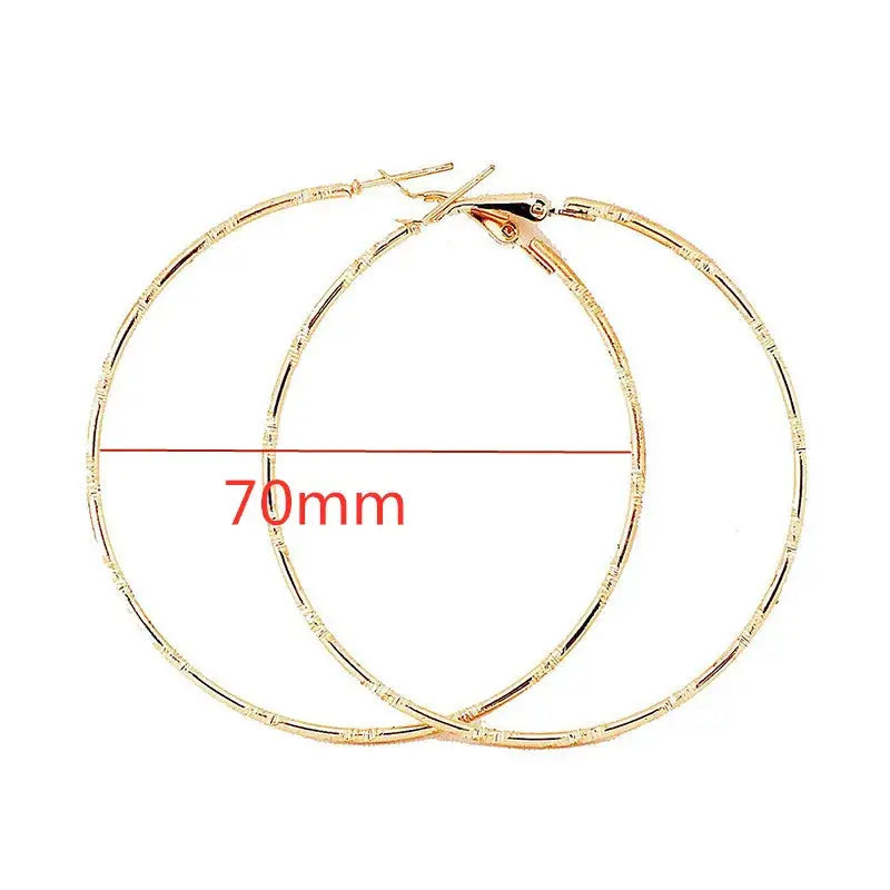 40-80mm Big Smooth Circle Hoop Earrings for Women - Simple Round Loop Wedding Jewelry