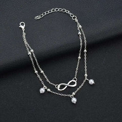 Boho Double Layer Anklets for Women - Pearl Pendant Foot Chains with 8 Shape Design