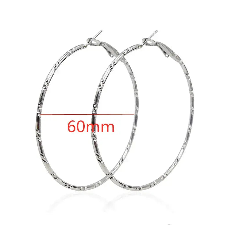 40-80mm Big Smooth Circle Hoop Earrings for Women - Simple Round Loop Wedding Jewelry