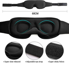 3D Sleep Eye Mask - Soft Padded Blindfold, Light Blockout, Comfortable Fabric Shade