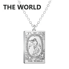 Dawapara Tarot Cards Necklace for Women - Stainless Steel Wealth Amulet