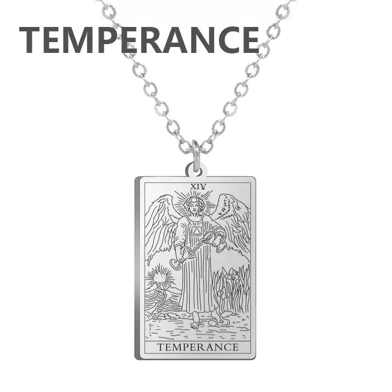 Dawapara Tarot Cards Necklace for Women - Stainless Steel Wealth Amulet