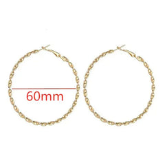 40-80mm Big Smooth Circle Hoop Earrings for Women - Simple Round Loop Wedding Jewelry