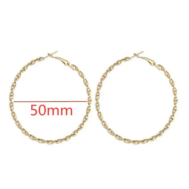 40-80mm Big Smooth Circle Hoop Earrings for Women - Simple Round Loop Wedding Jewelry