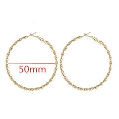 40-80mm Big Smooth Circle Hoop Earrings for Women - Simple Round Loop Wedding Jewelry