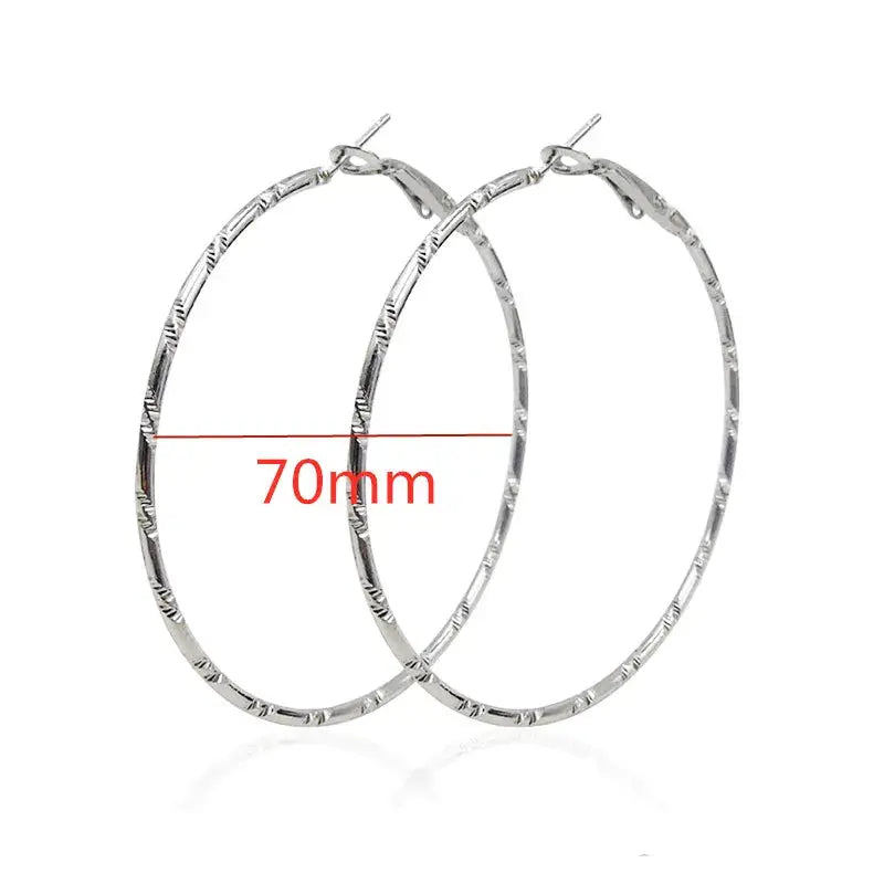 40-80mm Big Smooth Circle Hoop Earrings for Women - Simple Round Loop Wedding Jewelry