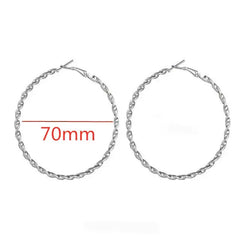 40-80mm Big Smooth Circle Hoop Earrings for Women - Simple Round Loop Wedding Jewelry