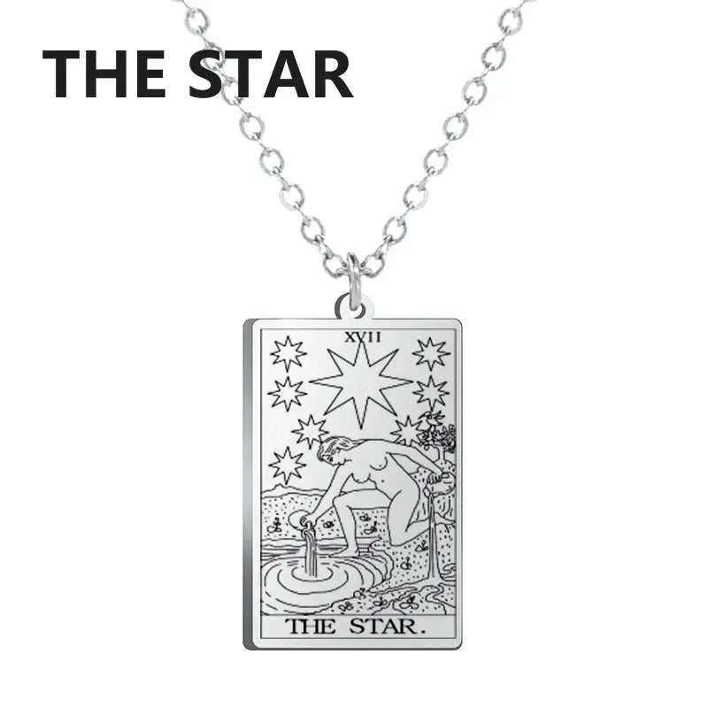 Dawapara Tarot Cards Necklace for Women - Stainless Steel Wealth Amulet