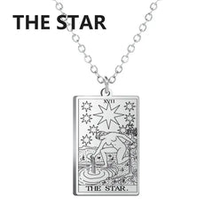 Dawapara Tarot Cards Necklace for Women - Stainless Steel Wealth Amulet