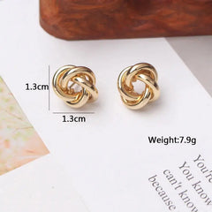 Tiny Metal Stud Earrings for Women – Gold Color Twist Round Design - Sonex Shop | Quality Products