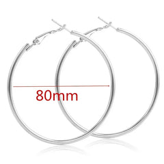 40-80mm Big Smooth Circle Hoop Earrings for Women - Simple Round Loop Wedding Jewelry