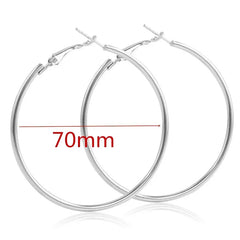 40-80mm Big Smooth Circle Hoop Earrings for Women - Simple Round Loop Wedding Jewelry