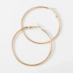 40-80mm Big Smooth Circle Hoop Earrings for Women - Simple Round Loop Wedding Jewelry