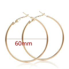 40-80mm Big Smooth Circle Hoop Earrings for Women - Simple Round Loop Wedding Jewelry