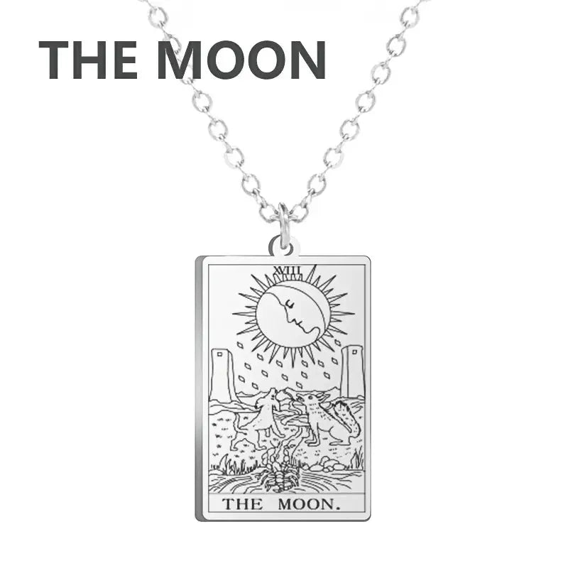 Dawapara Tarot Cards Necklace for Women - Stainless Steel Wealth Amulet