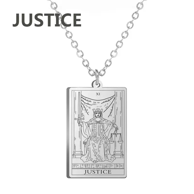 Dawapara Tarot Cards Necklace for Women - Stainless Steel Wealth Amulet