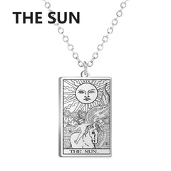 Dawapara Tarot Cards Necklace for Women - Stainless Steel Wealth Amulet