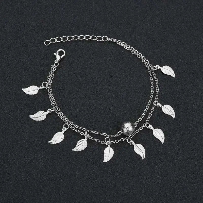 Boho Double Layer Anklets for Women - Pearl Pendant Foot Chains with 8 Shape Design