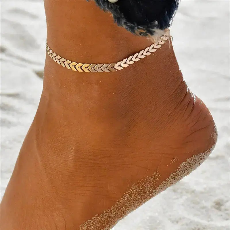 Boho Double Layer Anklets for Women - Pearl Pendant Foot Chains with 8 Shape Design