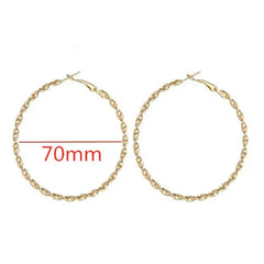 40-80mm Big Smooth Circle Hoop Earrings for Women - Simple Round Loop Wedding Jewelry