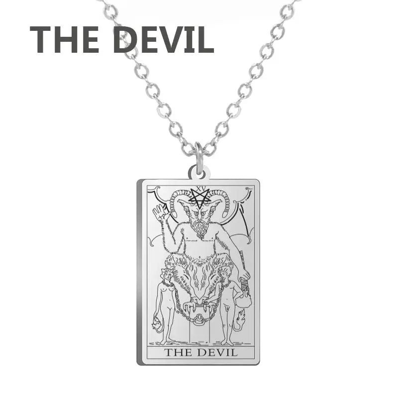 Dawapara Tarot Cards Necklace for Women - Stainless Steel Wealth Amulet