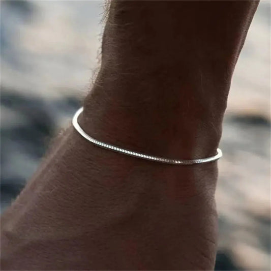 Trendy Stainless Steel Square Snake Bone Chain Bracelet – Hip-Hop Jewelry for Men & Women