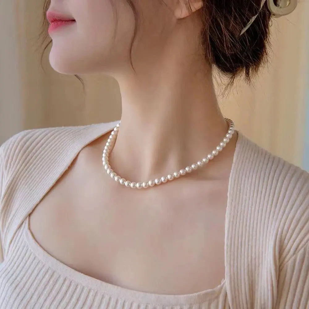 Vintage White Pearl Choker Necklace - Elegant Jewelry for Women