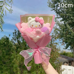 Kawaii Hello Kitty Cat Plush Dolls With Artificial Flowers Creative Bouquet. Perfect for Christmas, Valentine's Day, Birthdays, and Graduation Gifts.