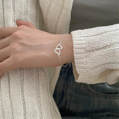 New Silver Color Double Interlocking Small Hearts Bracelet Bangle for Women - Sonex Shop | Quality Products