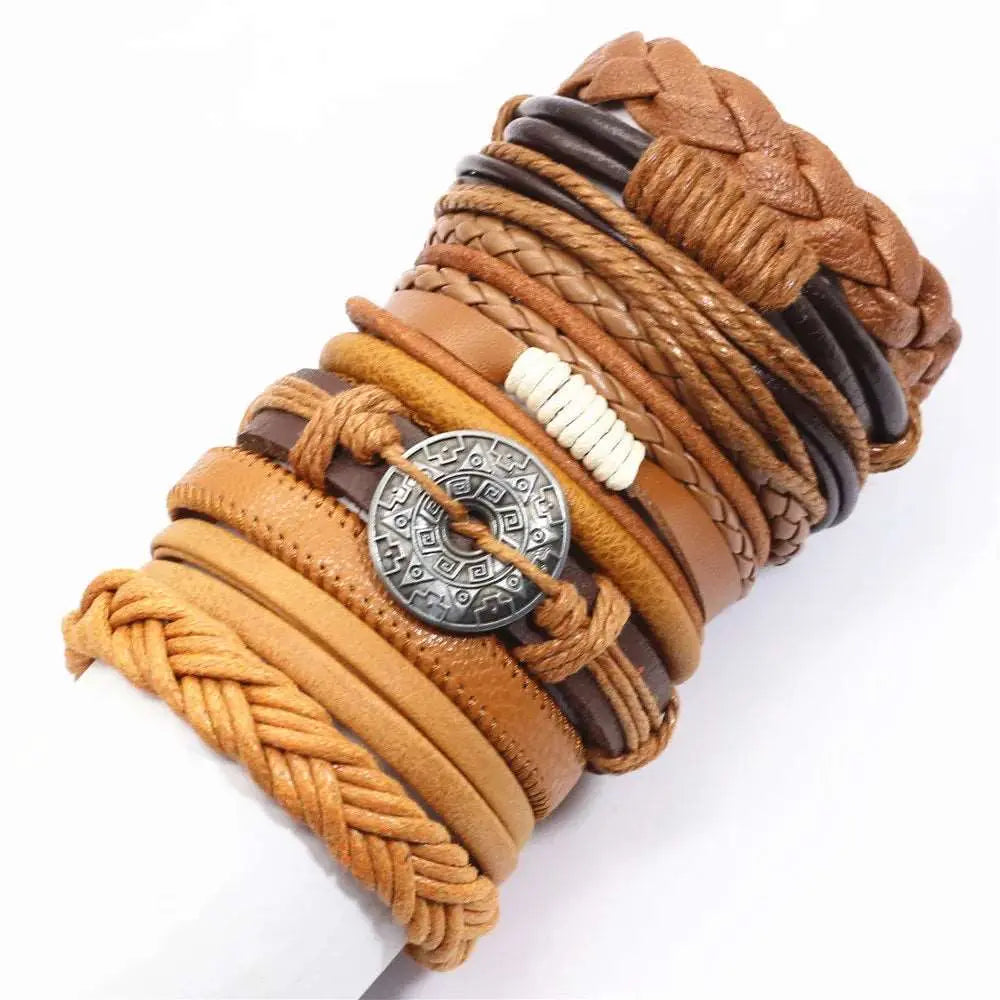 10 Pcs Black Wrap Woven Bracelets - Handmade Fashion Jewelry for Men & Women