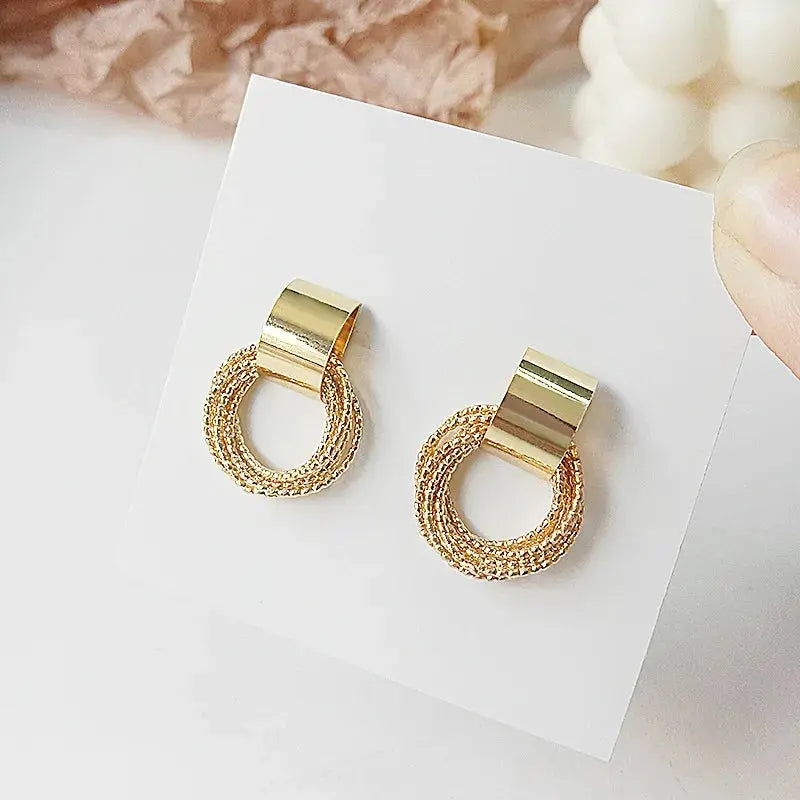 Retro Metal Gold Color Multiple Small Circle Stud Earrings - Sonex Shop | Quality Products