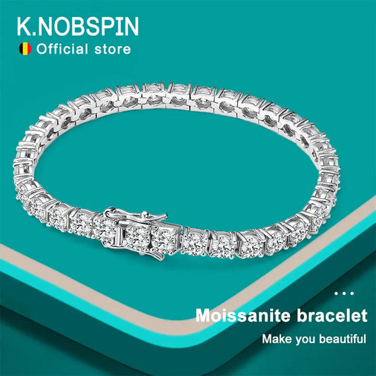 Moissanite Tennis Bracelet - s925 Sterling Silver Plated with 18k White Gold