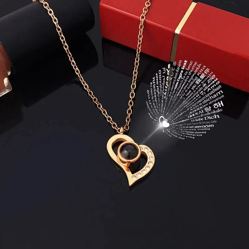 Projection Necklace Set With Rose Gift Box - Sonex Shop | Quality Products