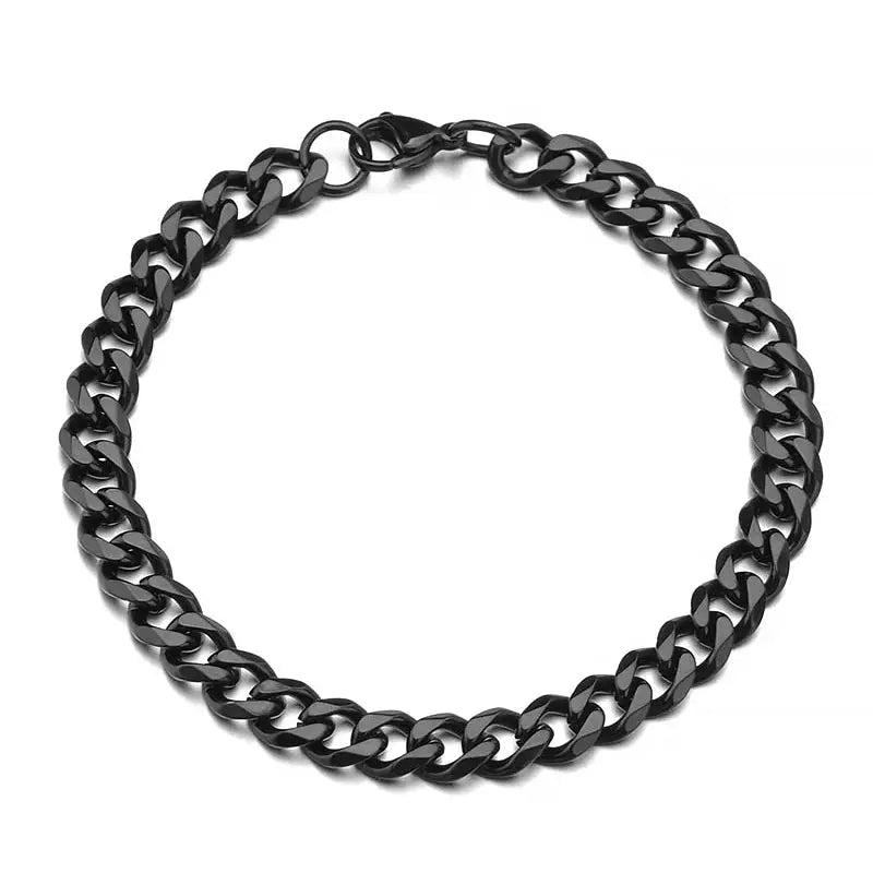 Fashion Stainless Steel Curb Cuban Chain Bracelet - Unisex Jewelry for Men & Women