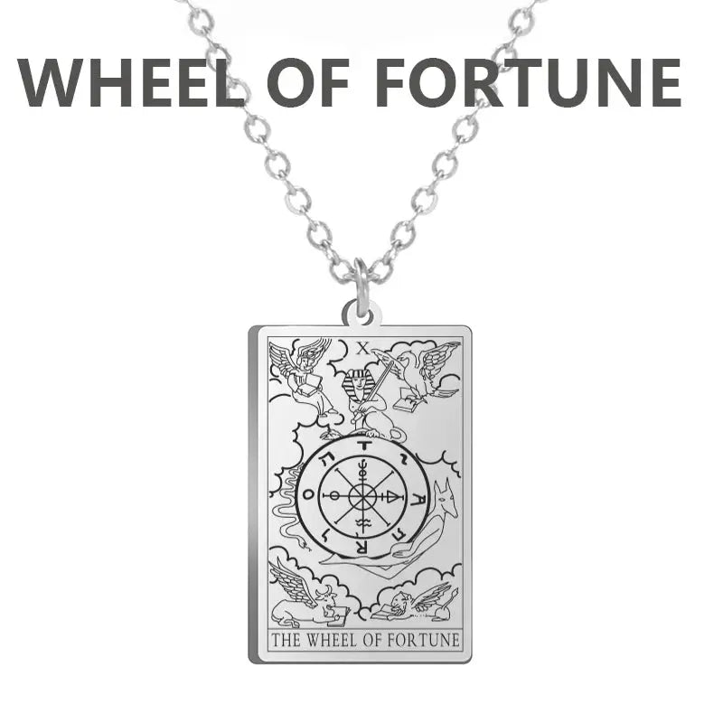 Dawapara Tarot Cards Necklace for Women - Stainless Steel Wealth Amulet