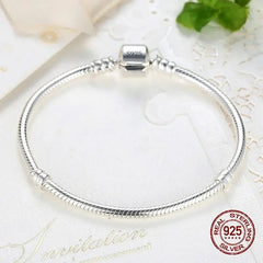 Handmade 925 Sterling Silver Snake Bone Charm Bracelet - Smooth and Soft Fine Jewelry for Women