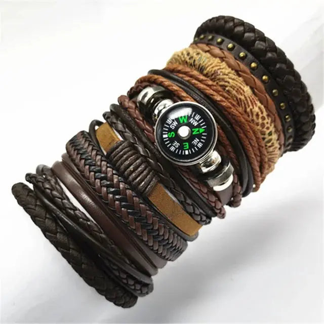 10 Pcs Black Wrap Woven Bracelets - Handmade Fashion Jewelry for Men & Women