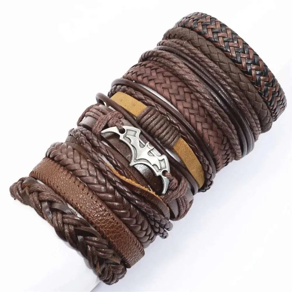 10 Pcs Black Wrap Woven Bracelets - Handmade Fashion Jewelry for Men & Women