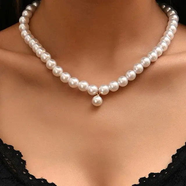 Big Pearl Choker Necklace - Elegant Wedding Jewelry for Women