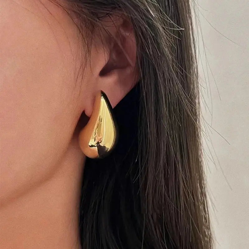 Gold Color Round Chunky Hoop Earrings for Women – Lightweight Smooth Metal, Trendy Fashion Jewelry