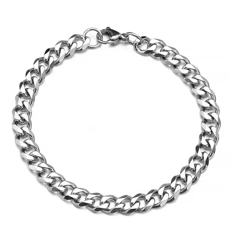 Fashion Stainless Steel Curb Cuban Chain Bracelet - Unisex Jewelry for Men & Women