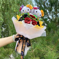 Kawaii Hello Kitty Cat Plush Dolls With Artificial Flowers Creative Bouquet. Perfect for Christmas, Valentine's Day, Birthdays, and Graduation Gifts.