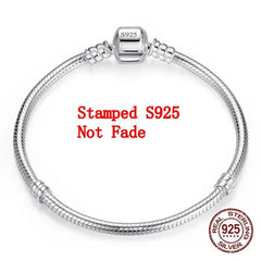 Handmade 925 Sterling Silver Snake Bone Charm Bracelet - Smooth and Soft Fine Jewelry for Women