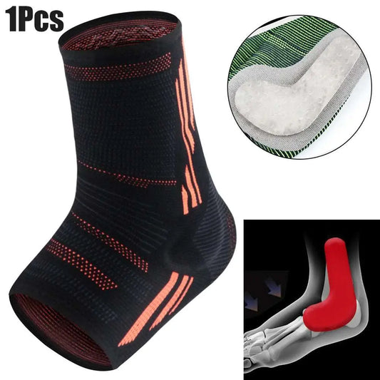 1Pcs Ankle Compression Sleeve for Women/Men,Ankle Brace with Silicone Gel, Toeless Compression Sock for Arch & Heel Pain Relief